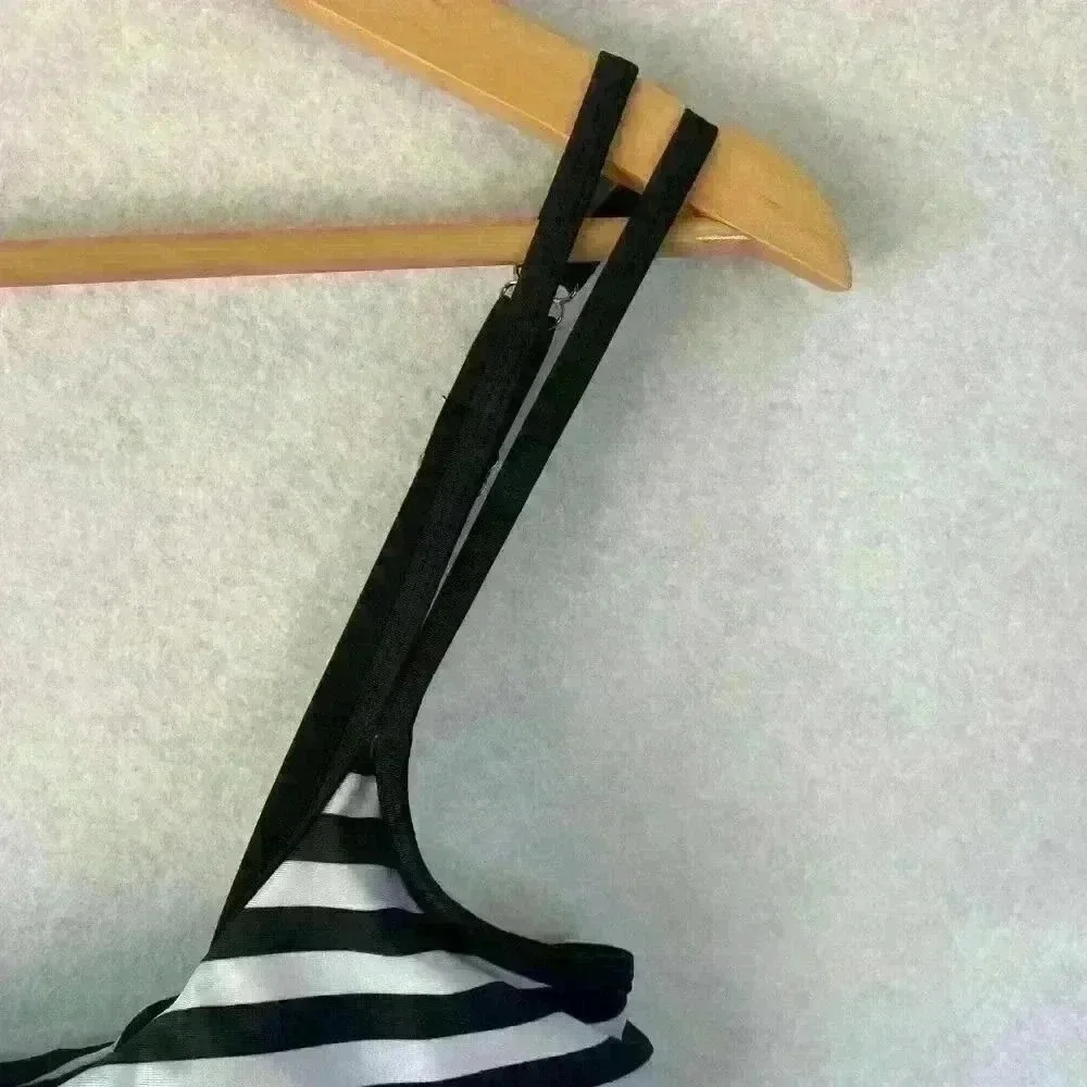 Women's Black White Stripped Two Piece Tankini XL Beachy‎ Spring Summer Vacation